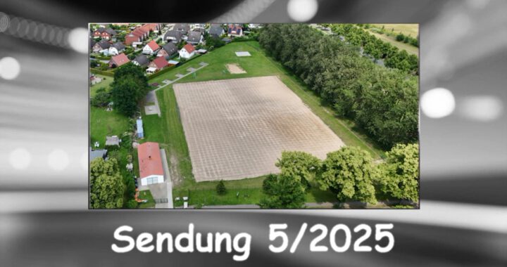 Titelbild der 4. Sendung von Wittenförden-TV, Luftbildaufnahme von der Sanierung des Sportplatz