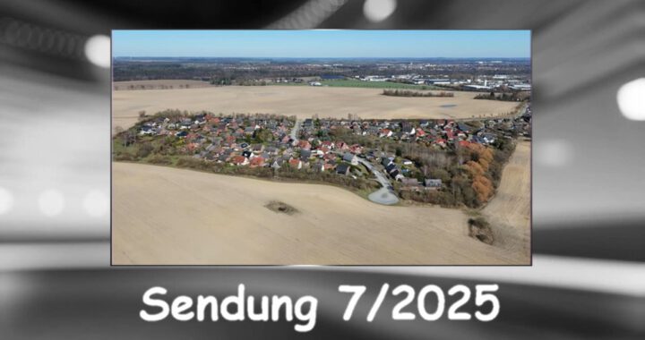 Titelbild der 7. Sendung von Wittenförden-TV, Luftbildaufnahme vom Wohngebiet Strietkaegel